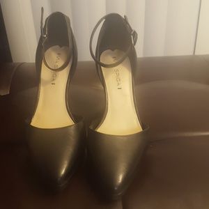 Via Spiga Black Leather Wedge Heel Shoes Size 9